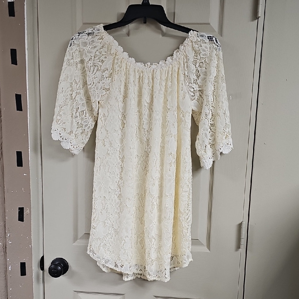 2 For $12 Cream Lace Off-Shoulder Dress